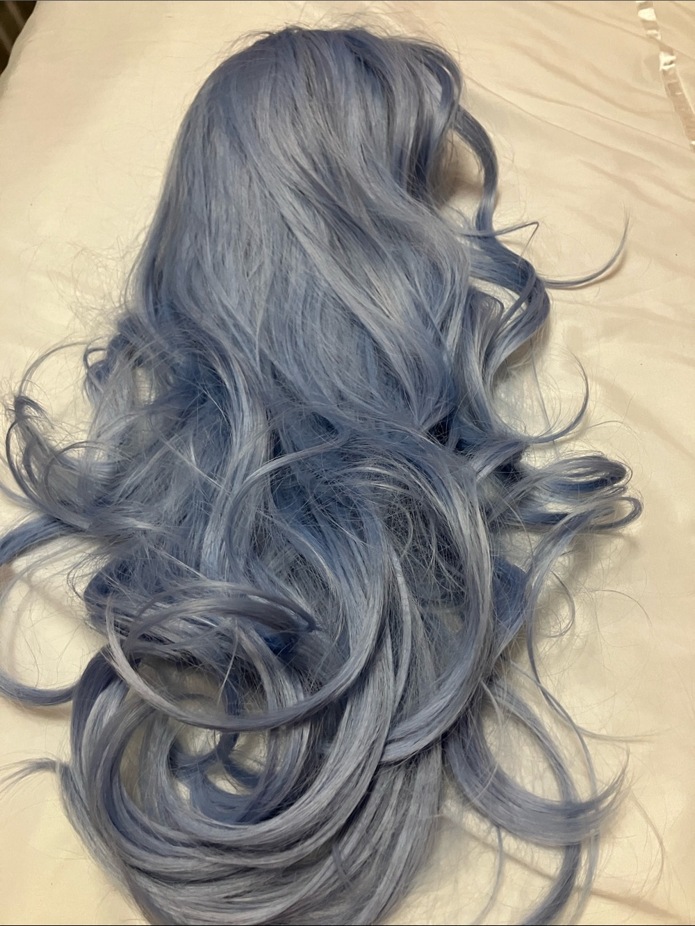 Soft Wavy Light Blue Synthetic Wig for Women